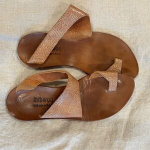 CYDWOQ Women's Tan Leather Sandals